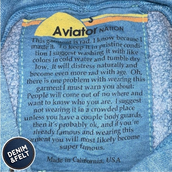 AVIATOR NATION UNISEX LOGO RELAXED PULLOVER HOODIE IN COBALT | EUC!!🌈🩵 - Picture 15 of 16